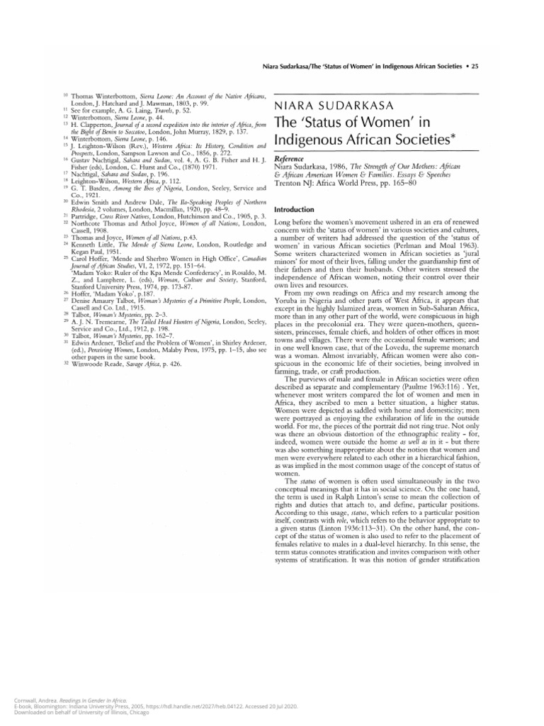 The Status of Women in African Societies | PDF
