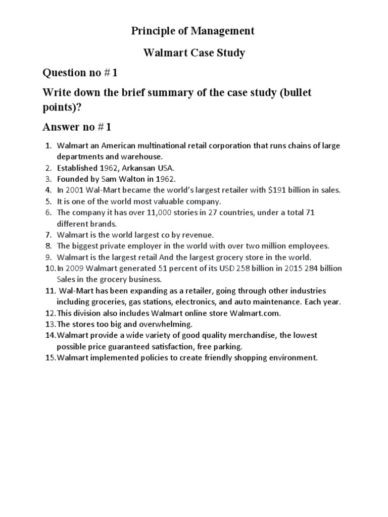 Pom Assignment 4 (Case Study) - 1 | PDF | Walmart | Corporate Social ...