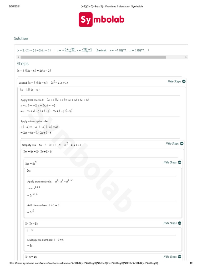 (X 3) (2x 5) 3x (X 2) Fractions Calculator Symbolab PDF