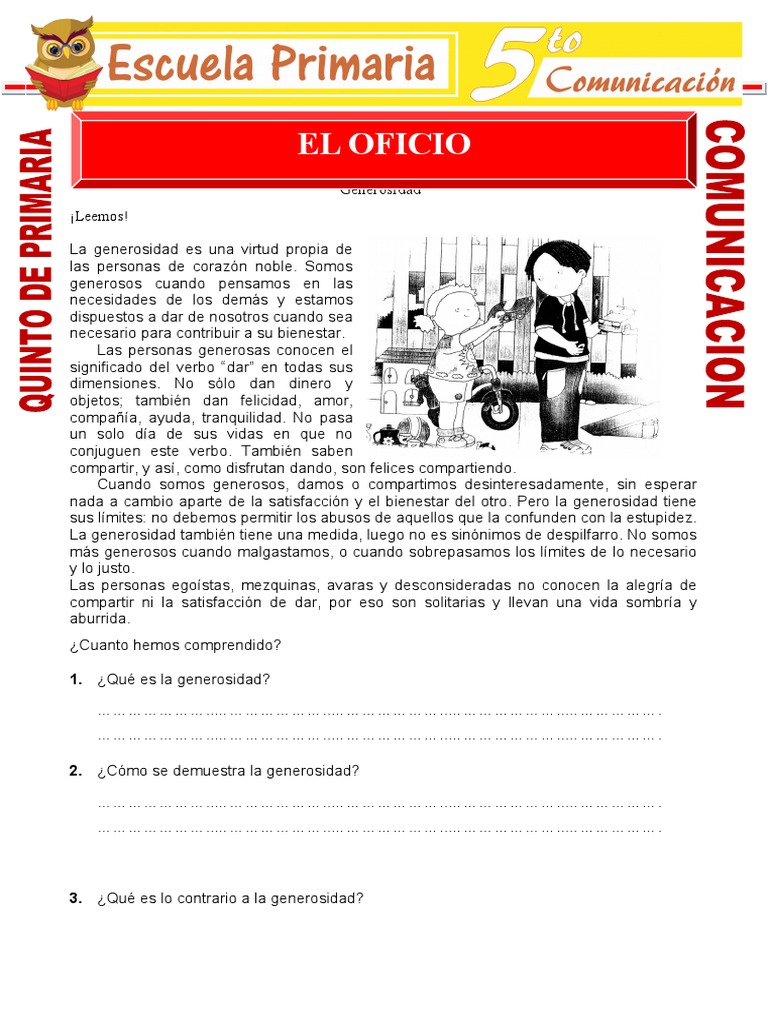 El Oficio para Quinto de Primaria PDF