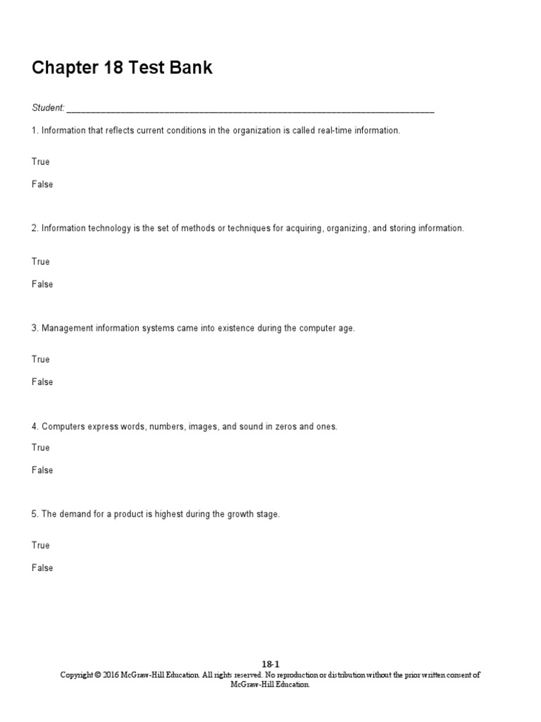 Chapter 18 Test Bank | PDF | Information System | Management ...