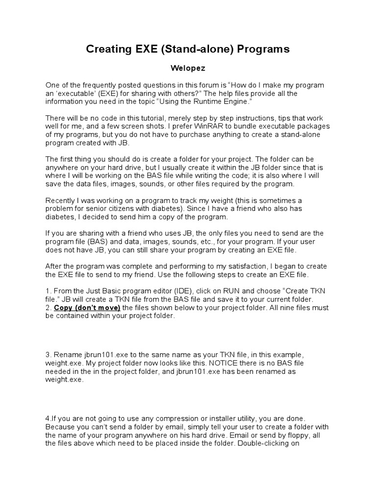 Creating EXE (StandAlone) Programs Welopez PDF Communication
