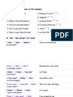 A. Match The Questions To The Answers.: Where