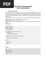 LAB MANUAL Operating Systems Lab 3 - Process Creation: 1. Fork System Call