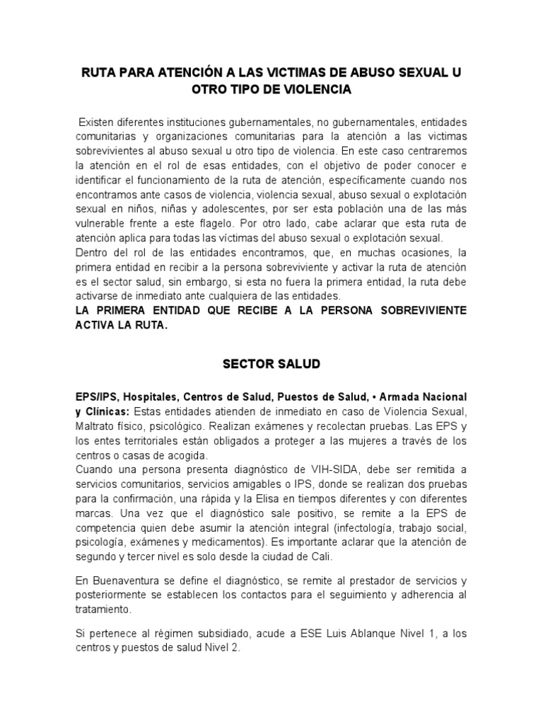 Ruta de Atención a Víctimas de Violencia | PDF | La violencia contra ...