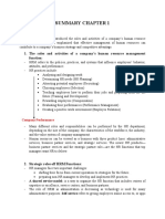 Summary Chapter 1: 1. The Roles and Activities of A Company's Human Resource Management Function