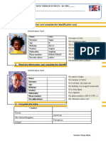 Read The Information and Complete The Identification Card
