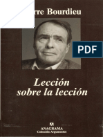 BOURDIEU, Pierre, Leccion Sobre La Leccion