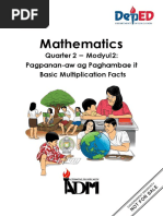 Mathematics: Quarter 2 - Modyul 2: Pagpanan-Aw Ag Paghambae It Basic Multiplication Facts