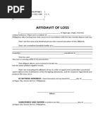 Affidavit of Loss