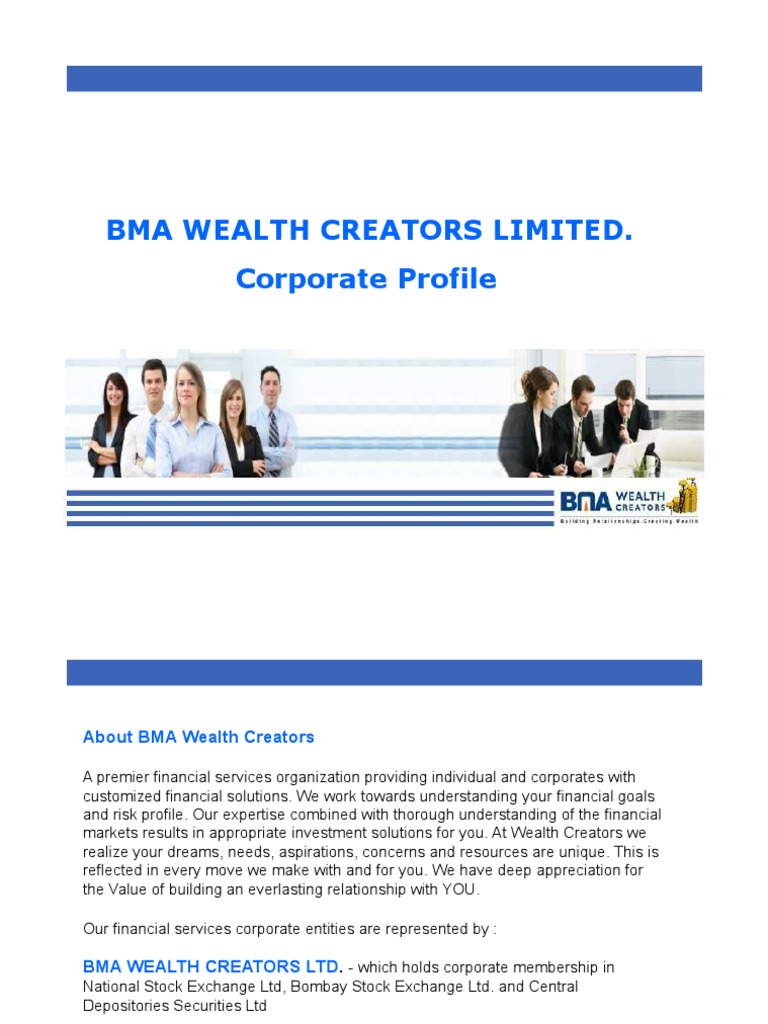 BMA Wealth Creators Overview | PDF | Insurance | Investor