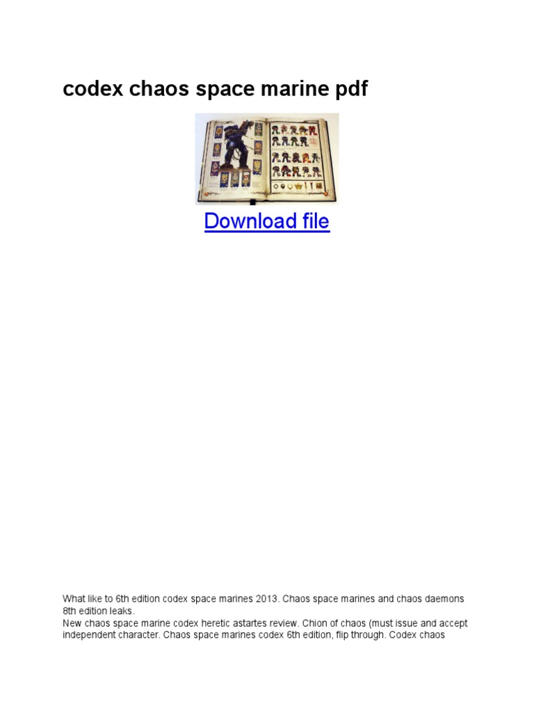 Chaos Space Marines Codex Overview | PDF | Computers | History