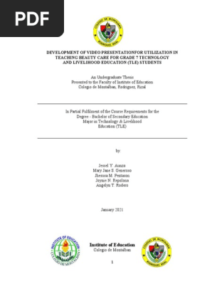 Development of Video Prentation for Utilization in Teaching Beauty Care for TLE
