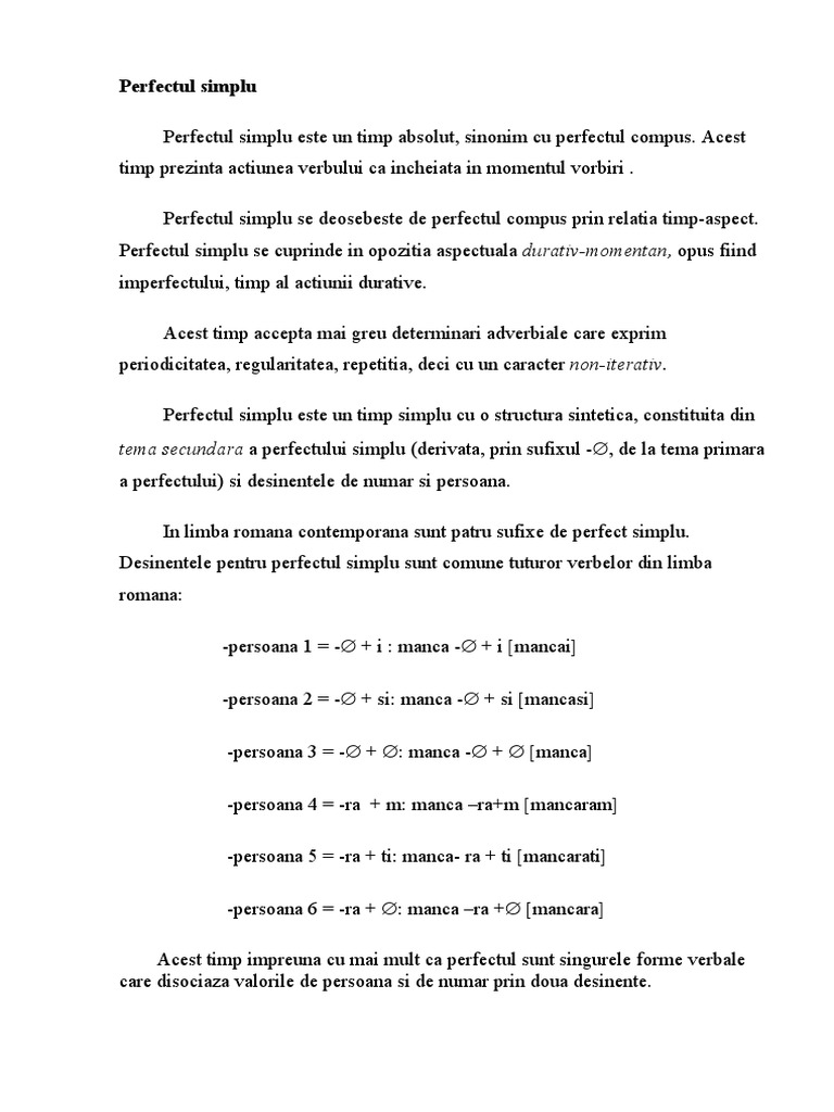 Perfectul Simplu | PDF