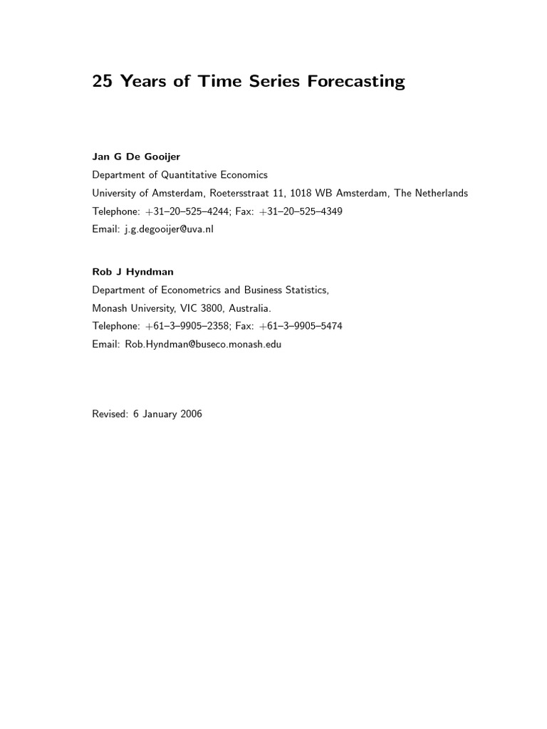 25 Years of Time Series Forecasting | PDF | Autoregressive Integrated ...