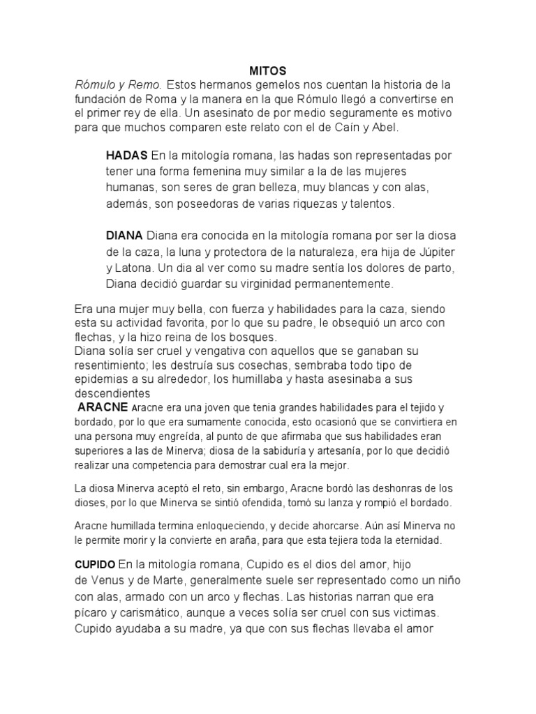 Mitos Romanos: Dioses y Leyendas | PDF | Cupido | Mitología romana