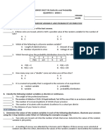 ANSWER SHEET IN Statisctics and Probabilty: Written Work