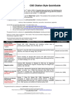 Cse Citation Style Quickguide: Name-Year' System. This Consists of The Surnames of The Author