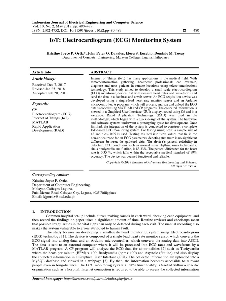 IoT-ECG Monitoring System | PDF | Electrocardiography | Internet Of Things