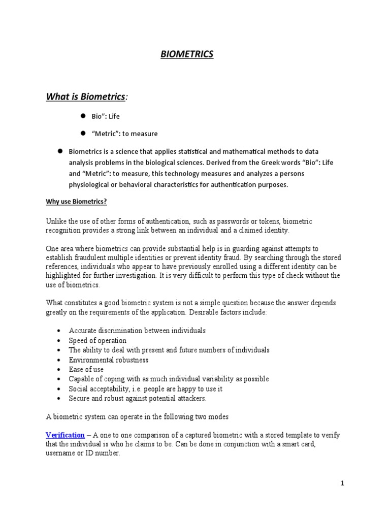 Why Use Biometrics? | PDF | Biometrics | Fingerprint