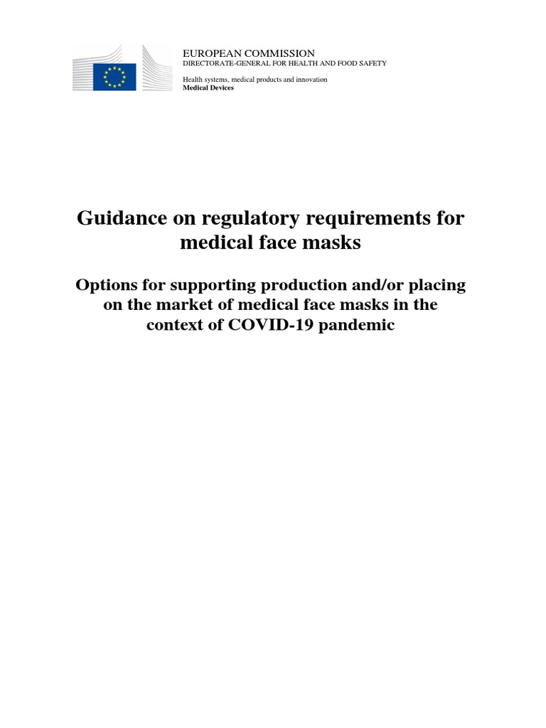 Regulatory Guidance for Medical Face Masks | PDF | Medical Device ...