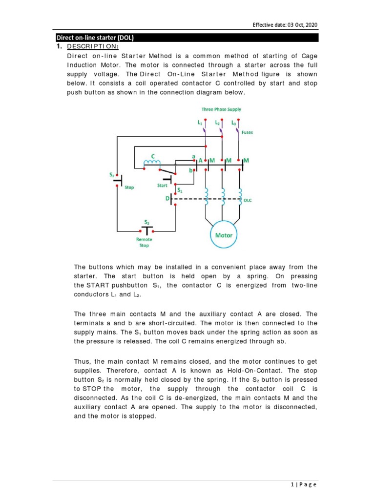 Direct On Line Starter Princeple (Important) | PDF | Electric Motor ...