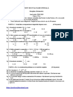 Test de Evaluare Intiala Clasa a 6 a Matematica 1