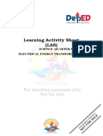 Learning Activity Sheet (LAS) : Science Quarter 3 Electrical Energy Transformation