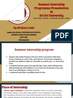 Summer Internship Programme Presentation At: Sri Sri University