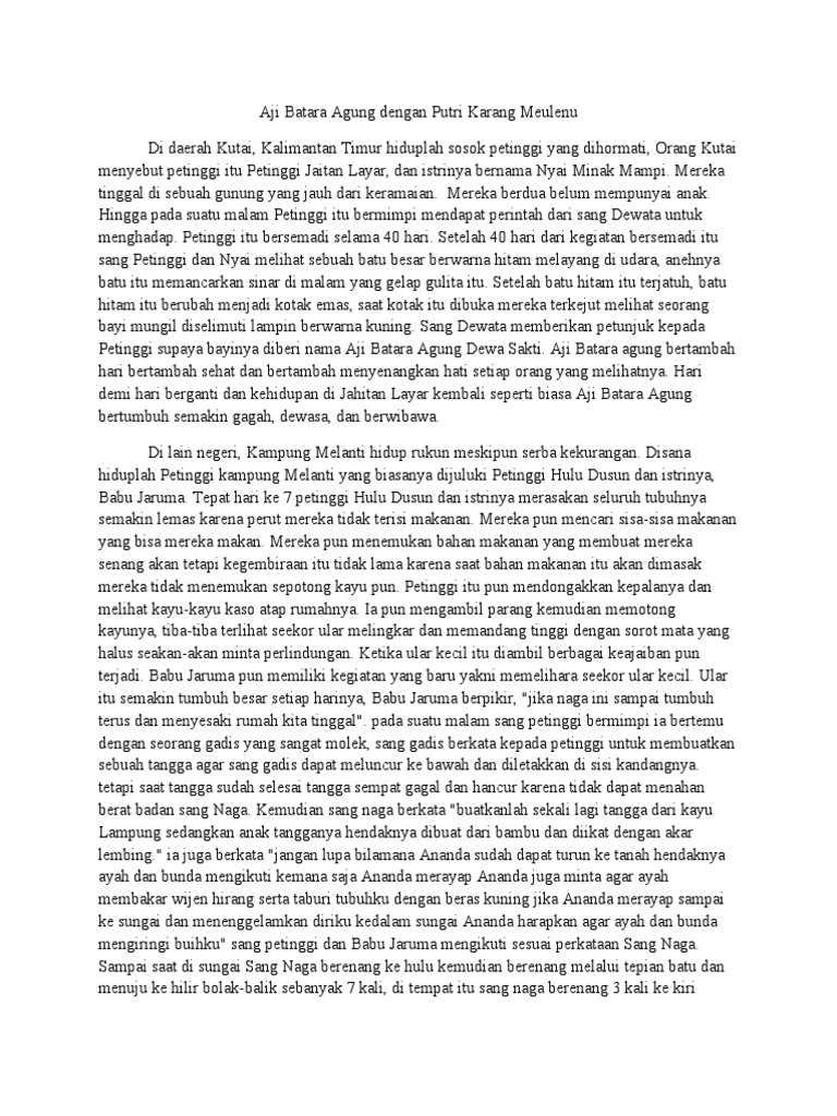 Legenda Aji Batara Agung Dan Putri Karang Melenu Pdf
