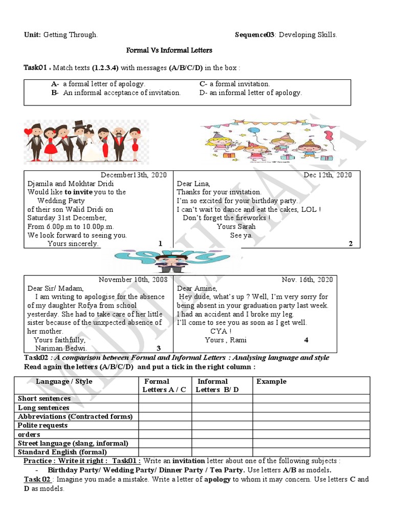 11th Lesson Formal Vs Informal Letters | PDF | Human Communication ...