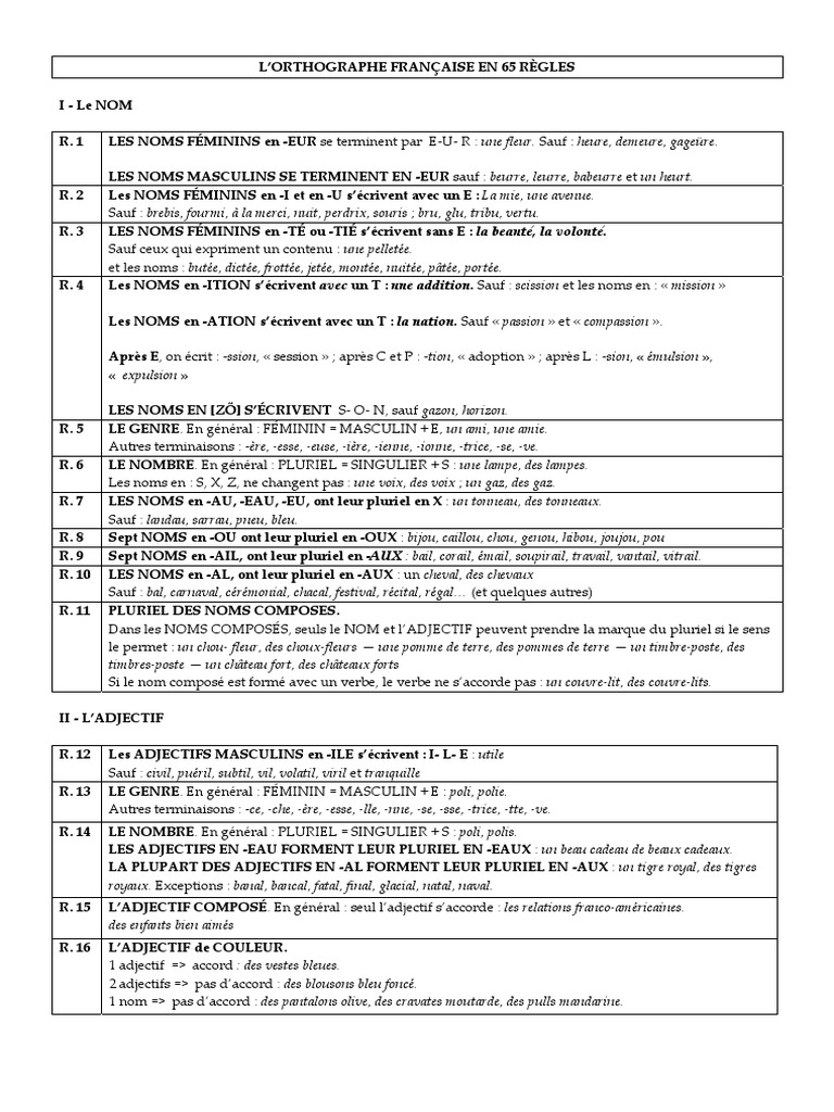 Règles de l'orthographe française | PDF | Verbe | Adverbe