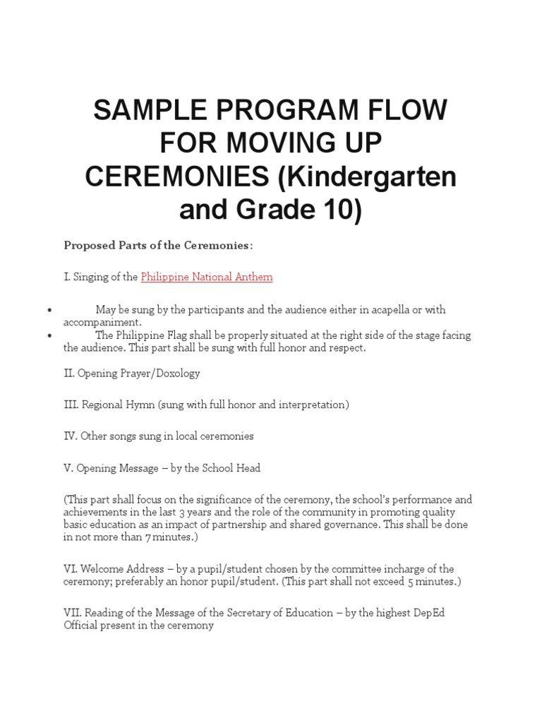 Sample Program Flow For Moving Up Ceremonies | PDF | Human Nature ...
