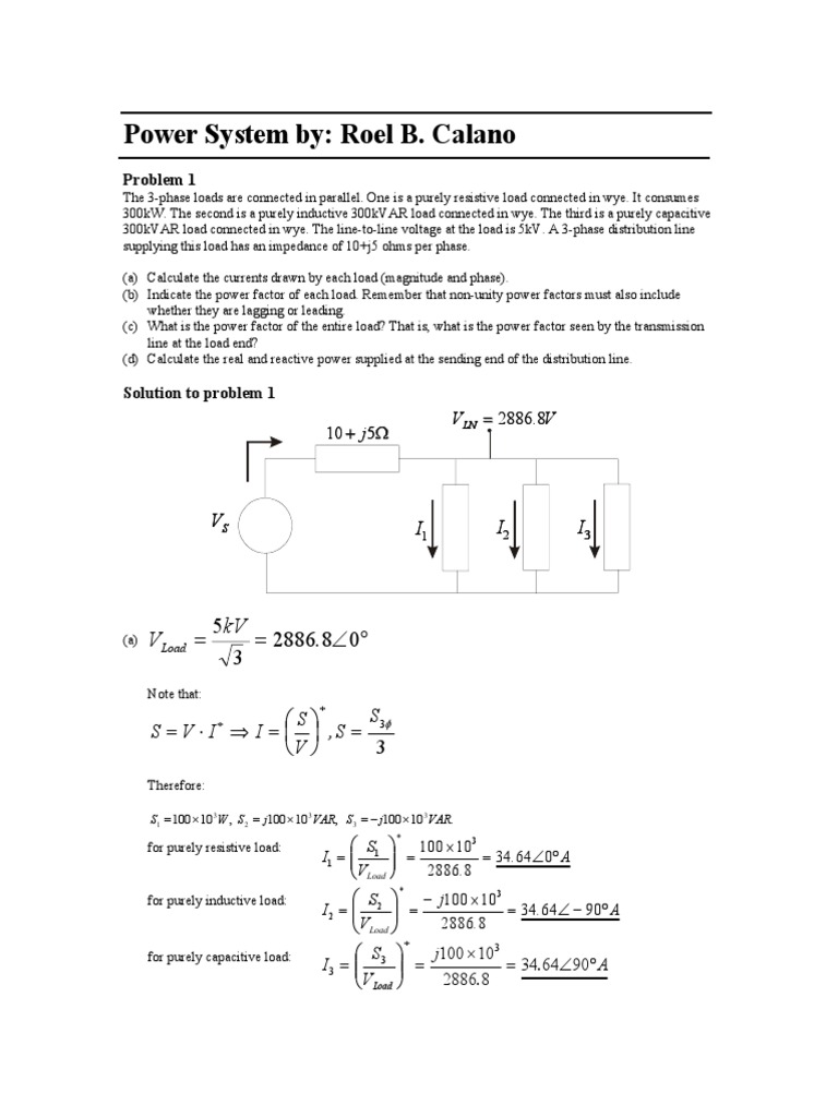 Power System Problem PDF Electrical Impedance Ac Power