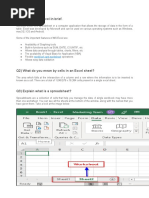 Q1) Explain MS Excel in Brief.: Workbook and Worksheet