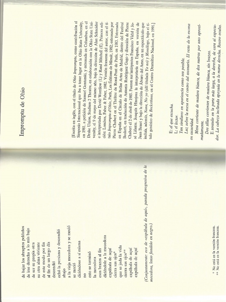 Beckett, S. Impromptu en Ohio | PDF