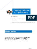 Creating Subsets of Observations: You Will Learn