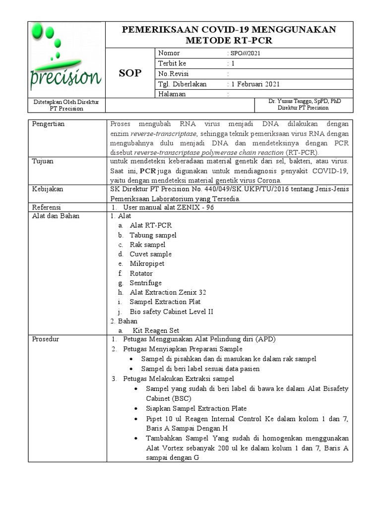 Protokol SOP RT-PCR COVID-19 | PDF