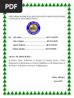 First Order Differential Equation and Its Application in Radio Active Decay and Carbon Dating
