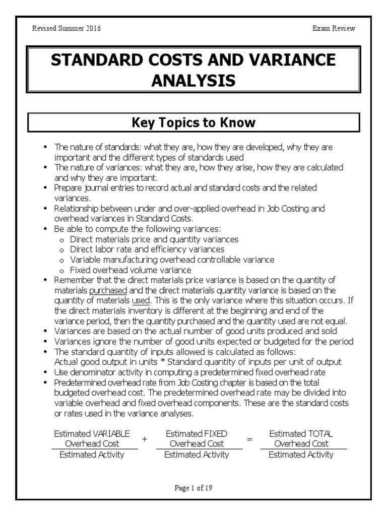 Standard Cost Variance Analysis Guide | PDF | Cost Of Goods Sold ...