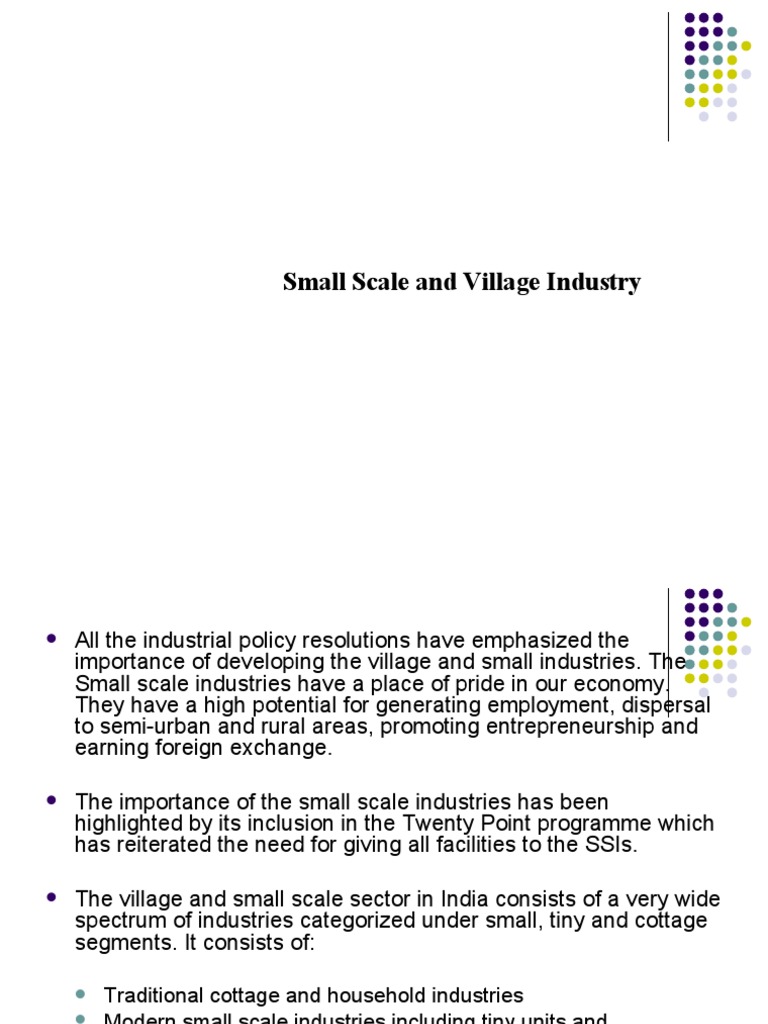 Small Scale and Village Industries in India | PDF | Economic Growth ...