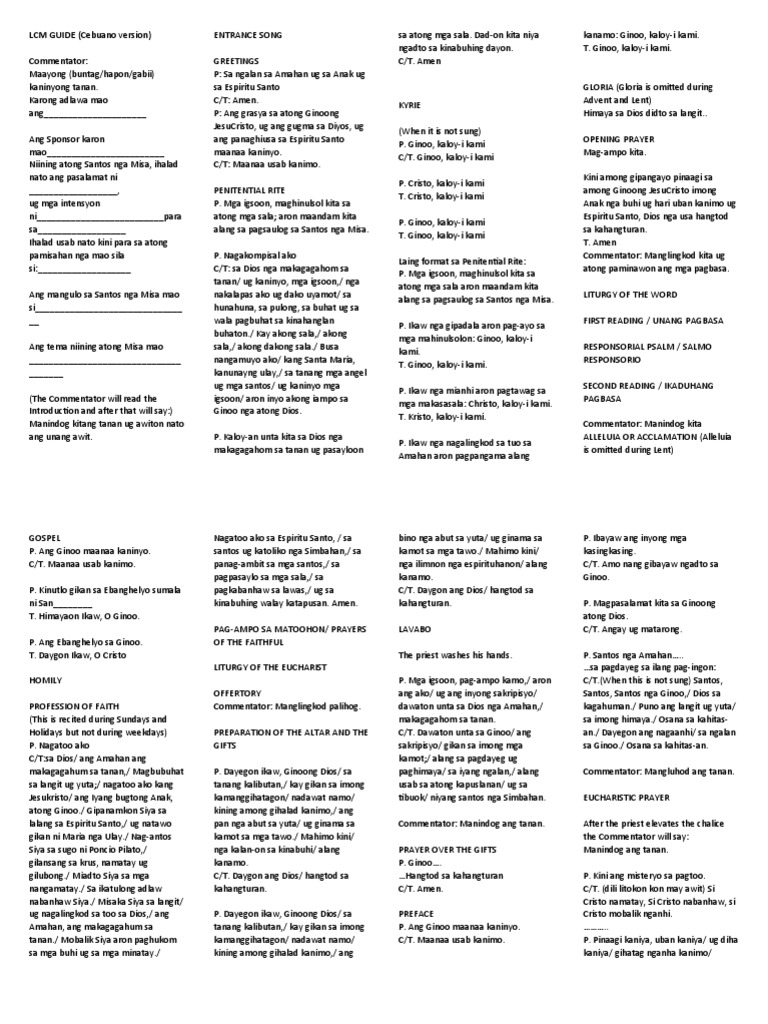 Mass GuideCebuano Version PDF