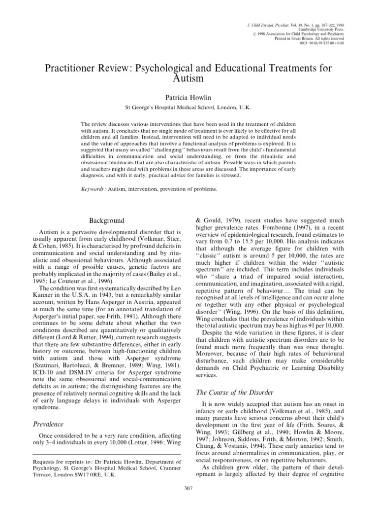 Howlin 2003 | PDF | Autism | Asperger Syndrome
