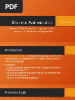 Discrete Mathematics: Chapter 1: The Foundations: Logic and Proofs Section 1.4: Predicates and Quantifiers