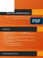 Discrete Mathematics: Chapter 1: The Foundations: Logic and Proofs Section 1.6: Rules of Inference