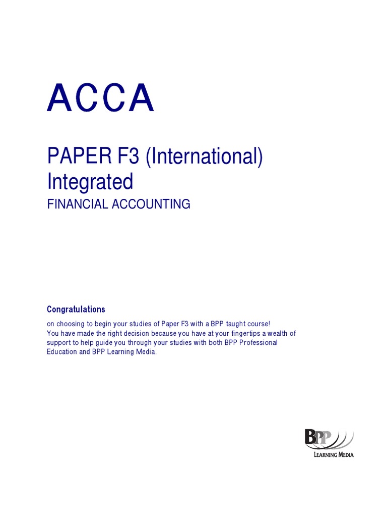 ACCA F3 Integrated Financial Accounting Course Companion, BPP ...