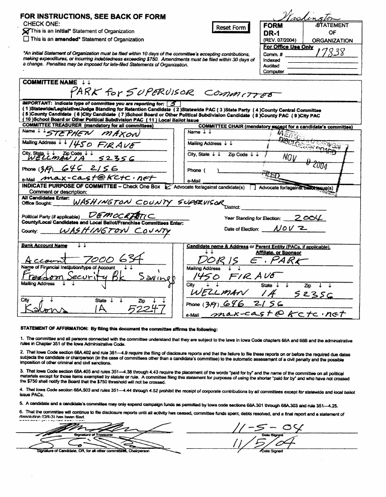 2004 11 09 - DR1 | PDF | Political Action Committee | Campaign Finance ...