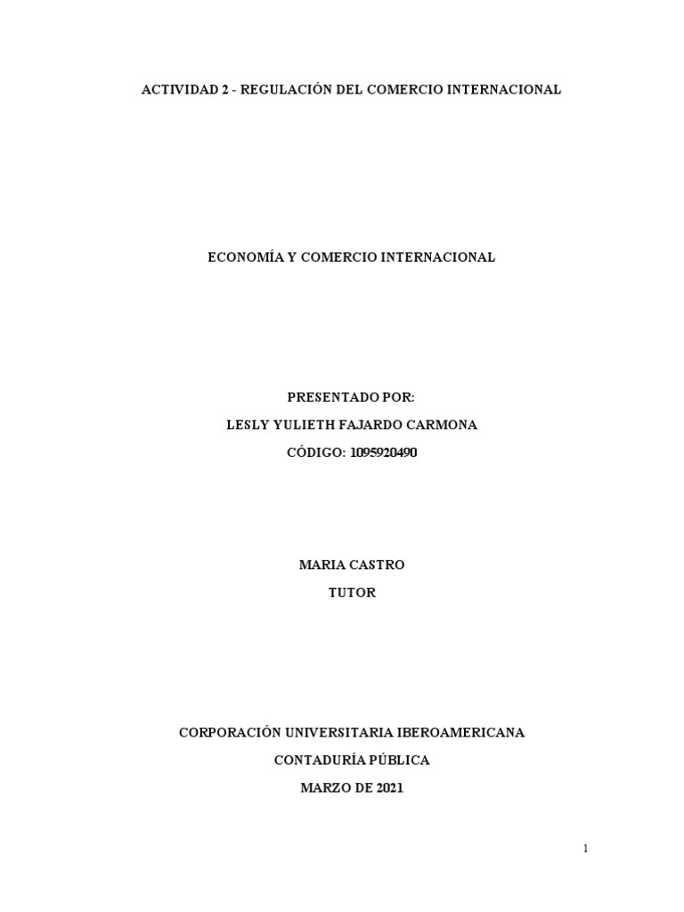 Actividad 2 Regulación Del Comercio Internacional | PDF | Organización ...