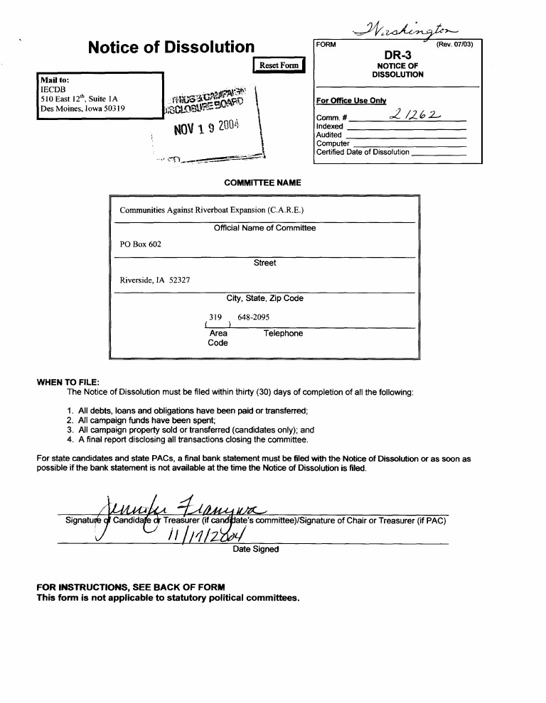 Notice of Dissolution Filing Guide | PDF | Political Action Committee ...