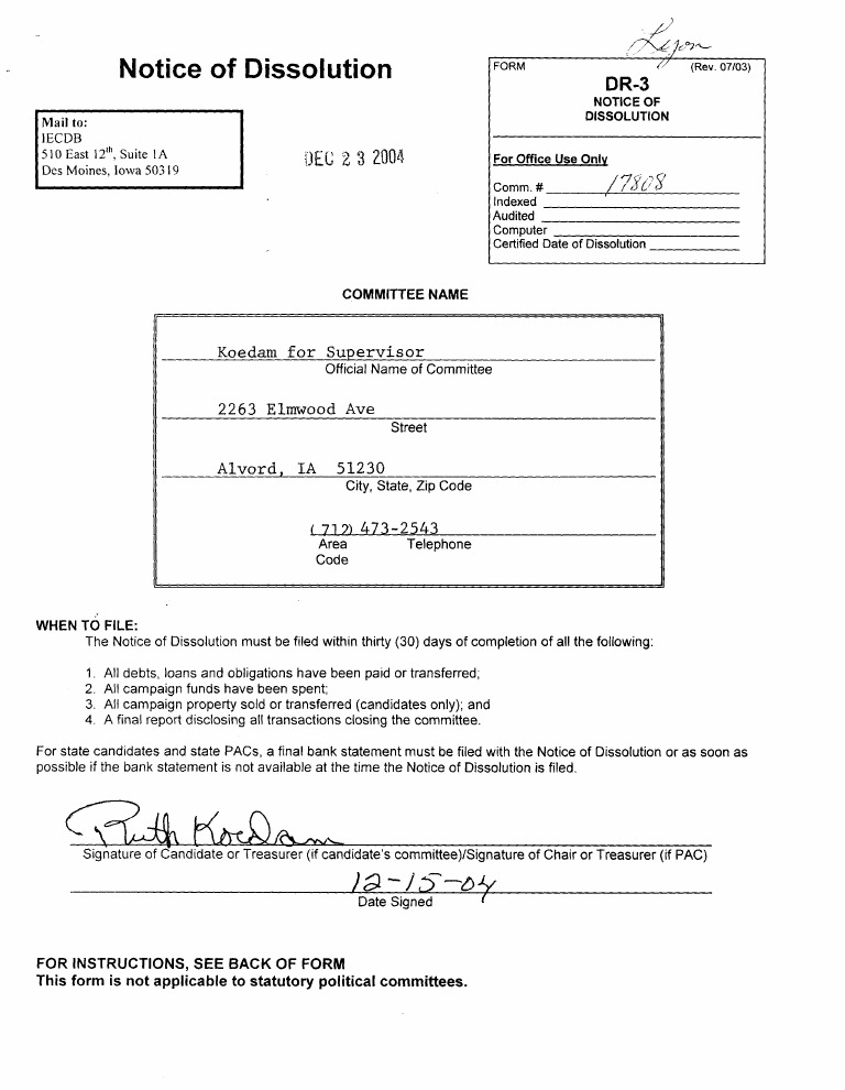 Notice of Dissolution Filing Guide | PDF